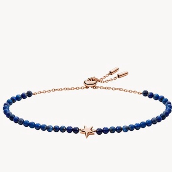 Fossil Jewelry - NWT Fossil Wellness Georgia Lapis Beaded Bracelet